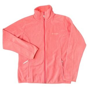Columbia Womens Coral Full Zip Fleece Jacket (LG) Cozy Zip Pockets Soft Fuzzy